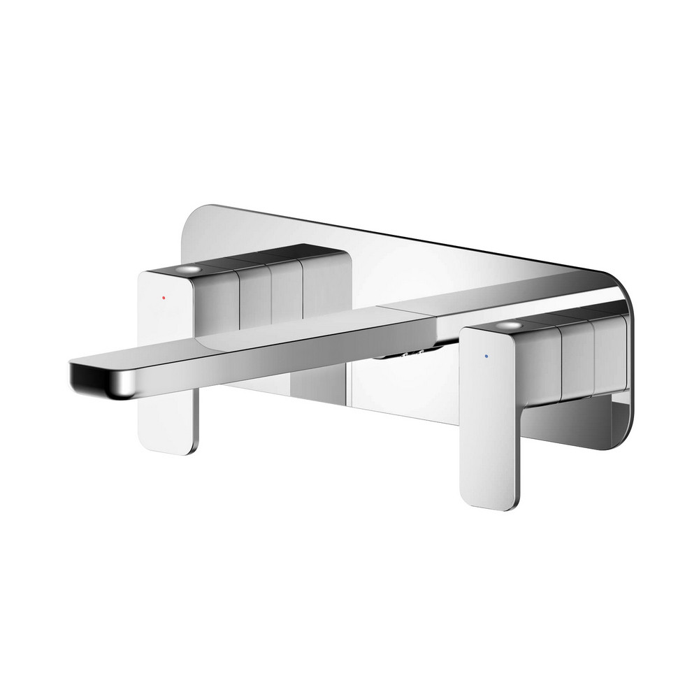 Nuie Windon Chrome 3TH Wall Mounted Basin Mixer With Plate