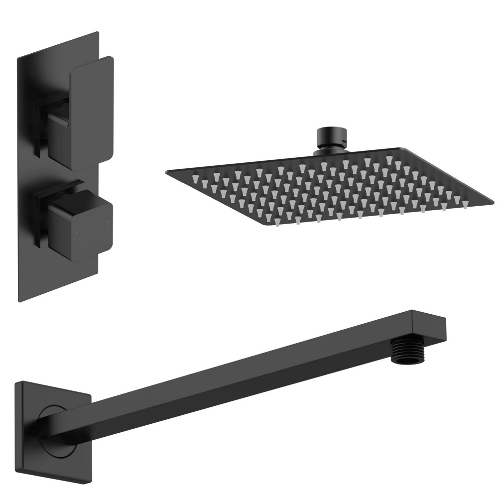 Nuie Windon Square Black One Outlet Concealed Shower Set