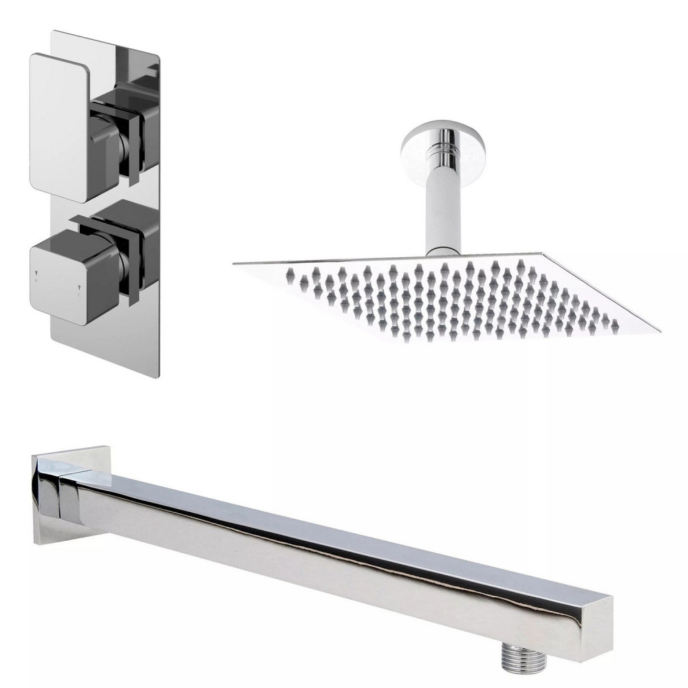 Nuie Windon Square Chrome One Outlet Concealed Shower Set