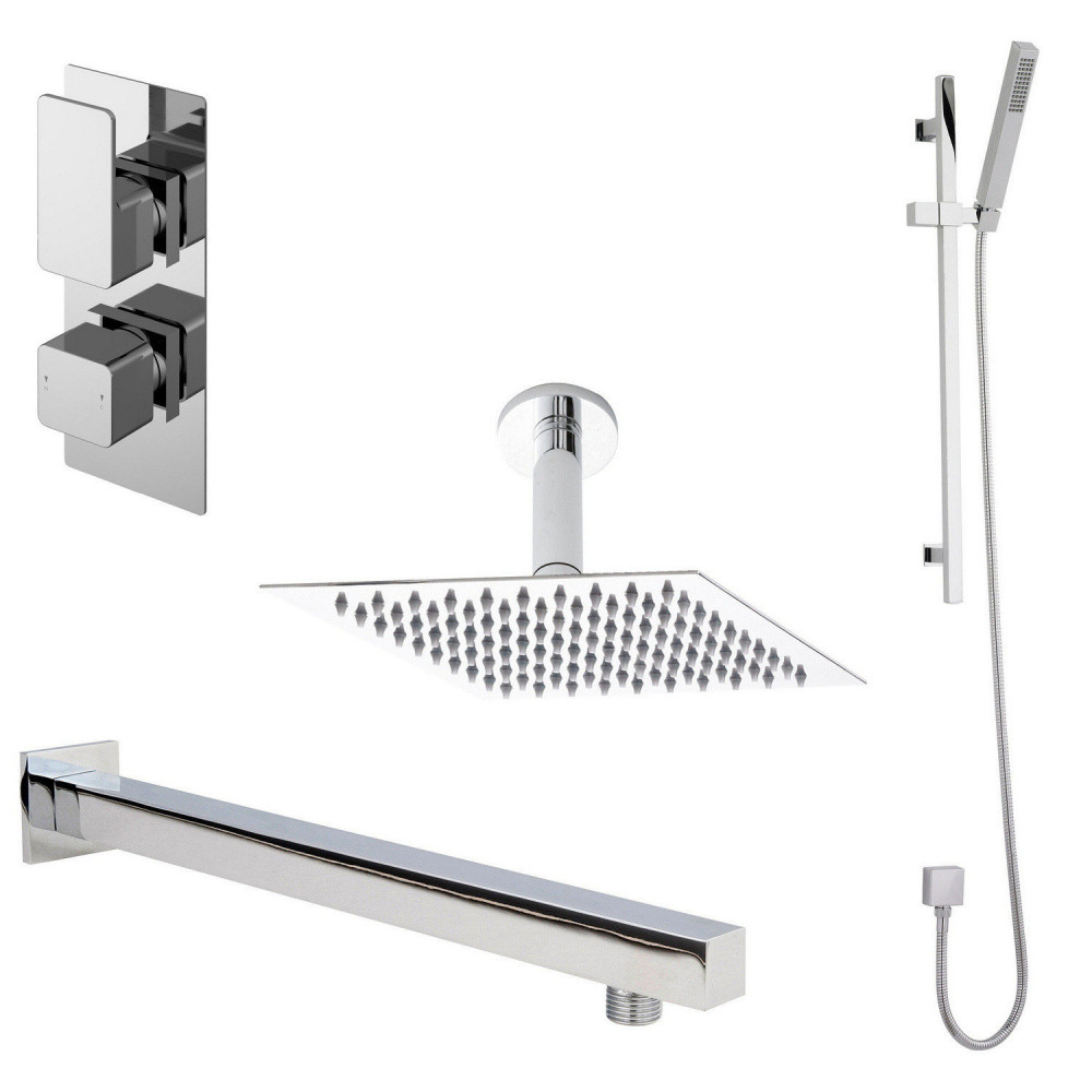 Nuie Windon Square Chrome Two Outlet Concealed Shower Set
