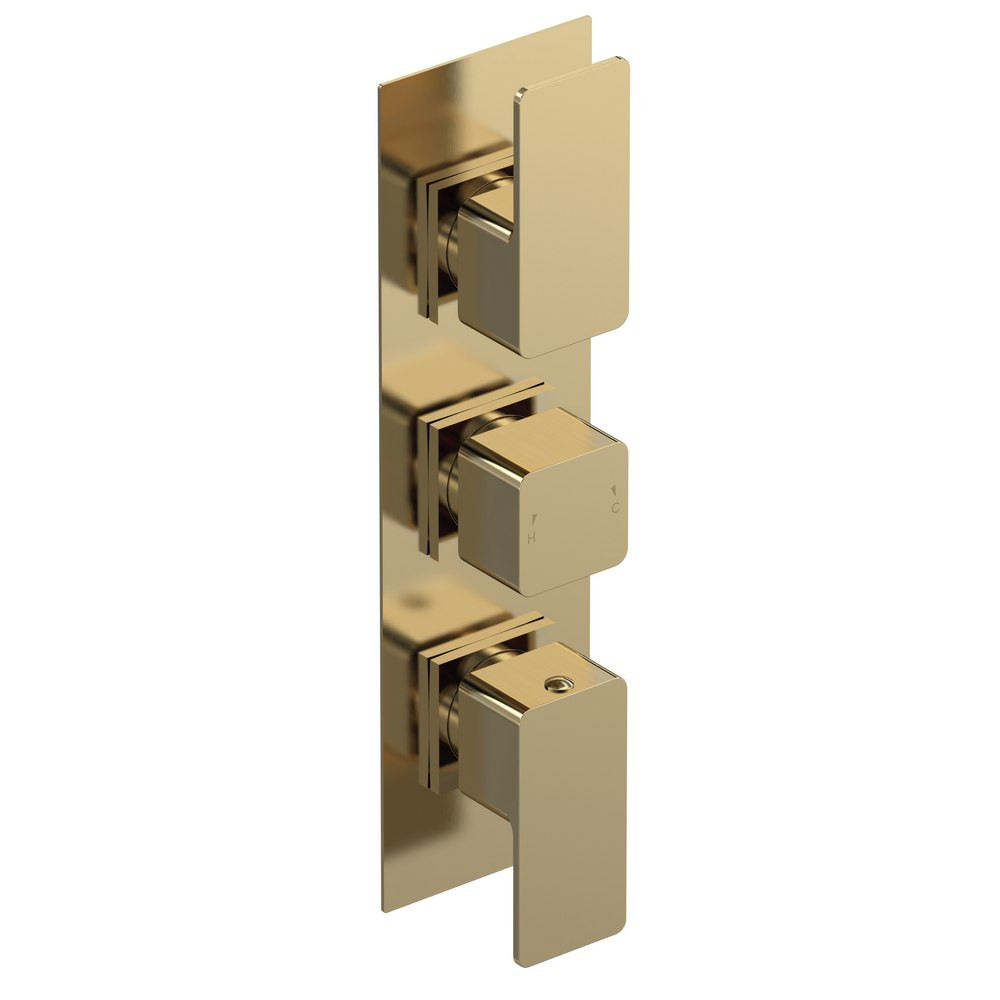 Nuie Windon Thermostatic Triple Valve Brushed Brass