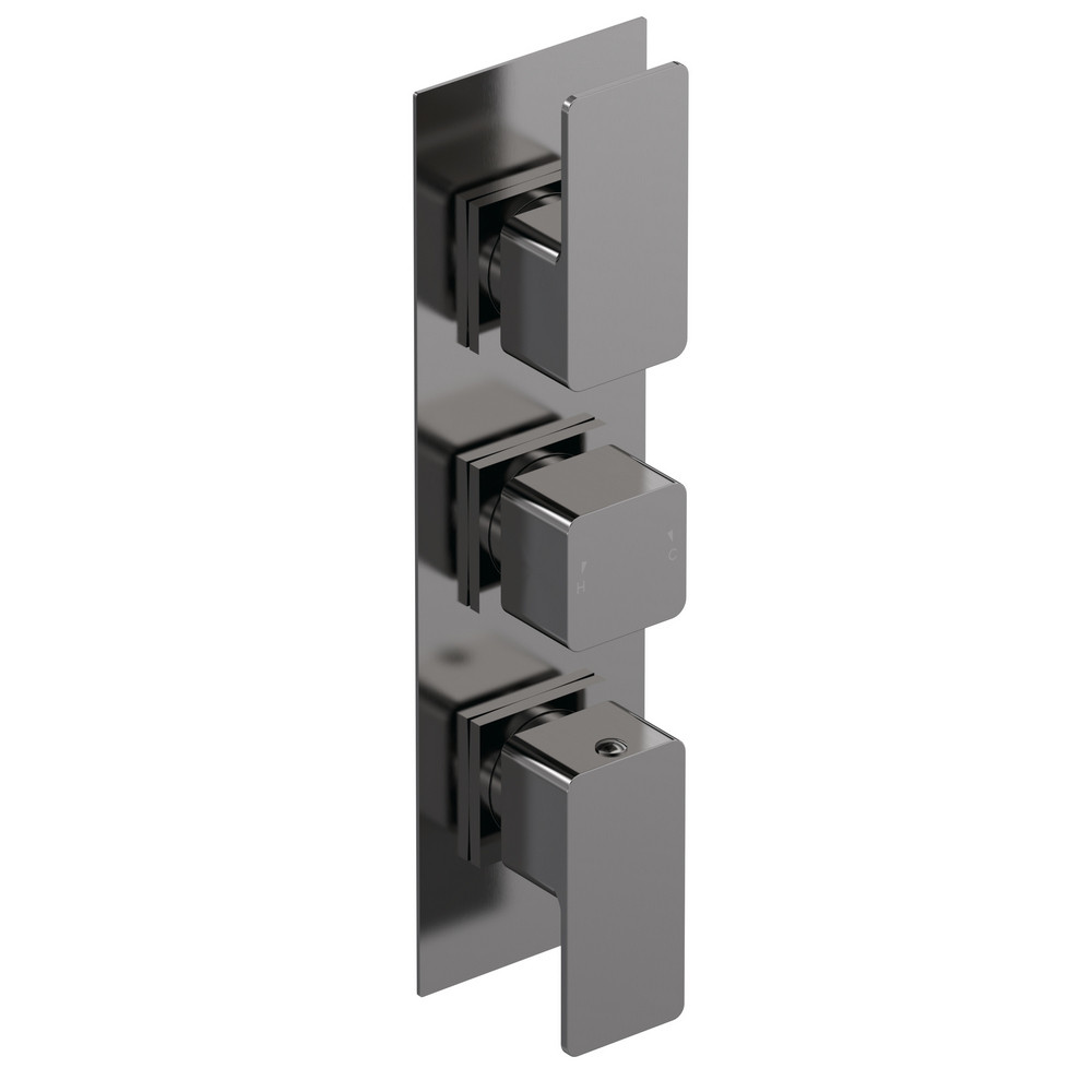 Nuie Windon Thermostatic Triple Valve Brushed Gunmetal