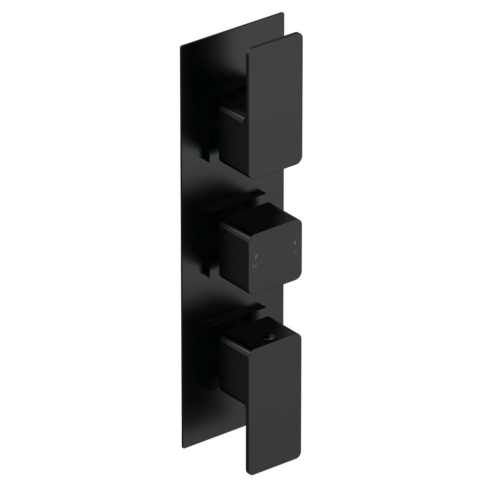 Nuie Windon Thermostatic Triple Valve with Diverter Black