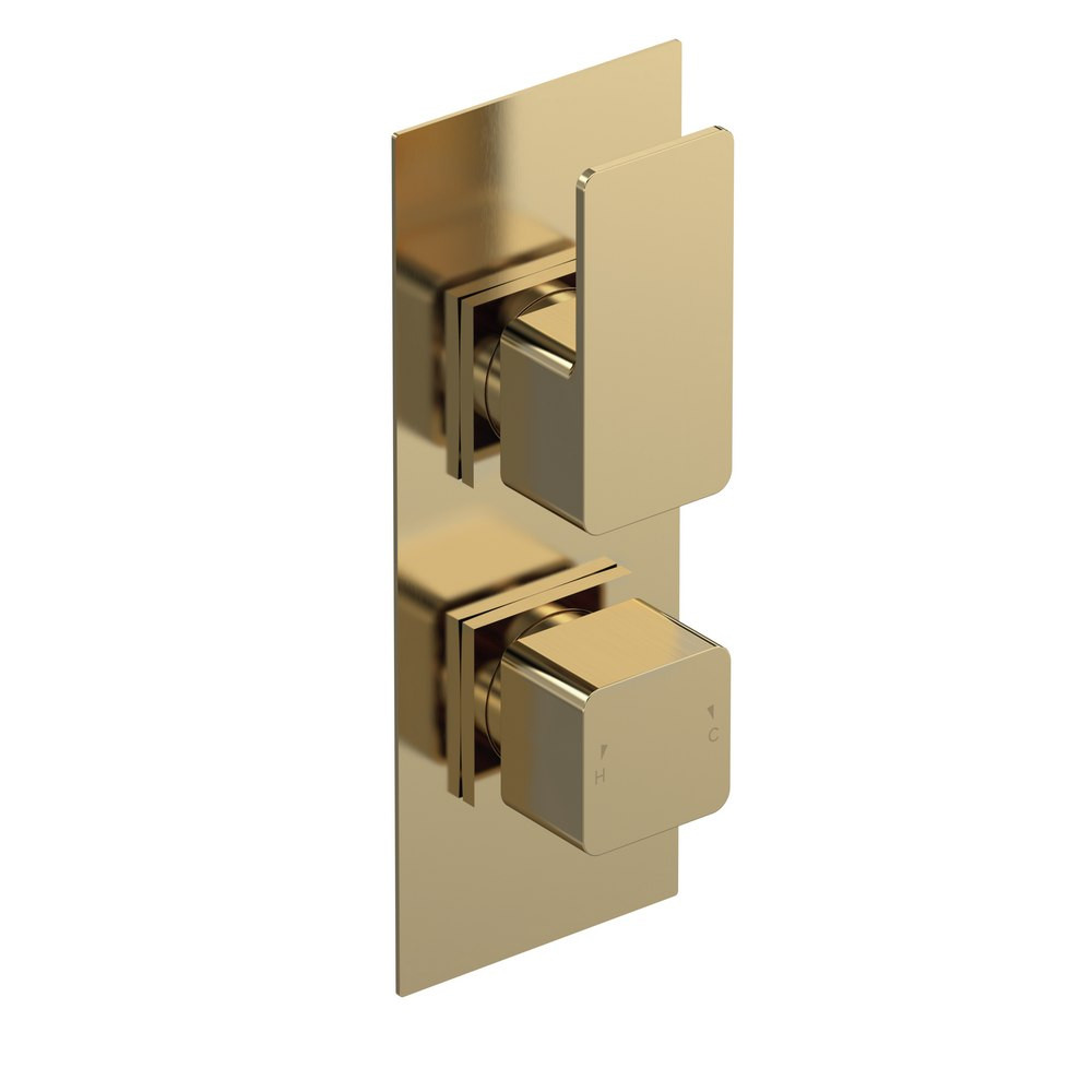 Nuie Windon Thermostatic Twin Valve Brushed Brass