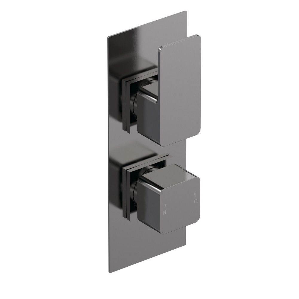 Nuie Windon Thermostatic Twin Valve Brushed Gunmetal