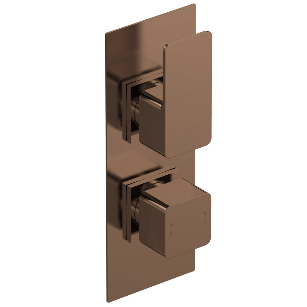 Nuie Windon Twin Thermostatic One Outlet Brushed Bronze Shower Valve (1)