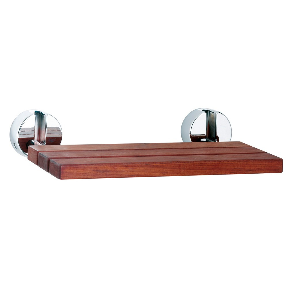 Nuie Wooden Shower Seat with Chrome Hinges (1)