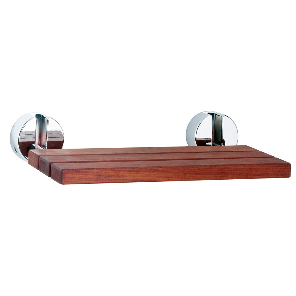 Nuie Wooden Shower Seat with Chrome Hinges