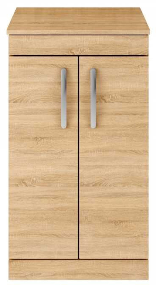 Premier Athena Floor Standing Vanity Unit & Worktop - 500mm - 2 Door - Natural Oak