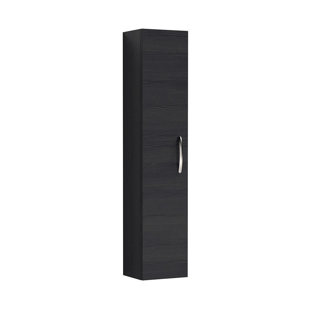 Premier Athena Wall Hung Tall Storage Unit 300mm 1 Door Charcoal Black Woodgrain