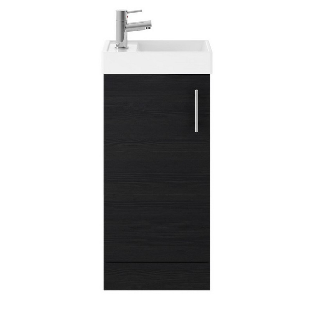 Premier Vault Floor Standing 400mm Cabinet & Basin in Charcoal Black Woodgrain