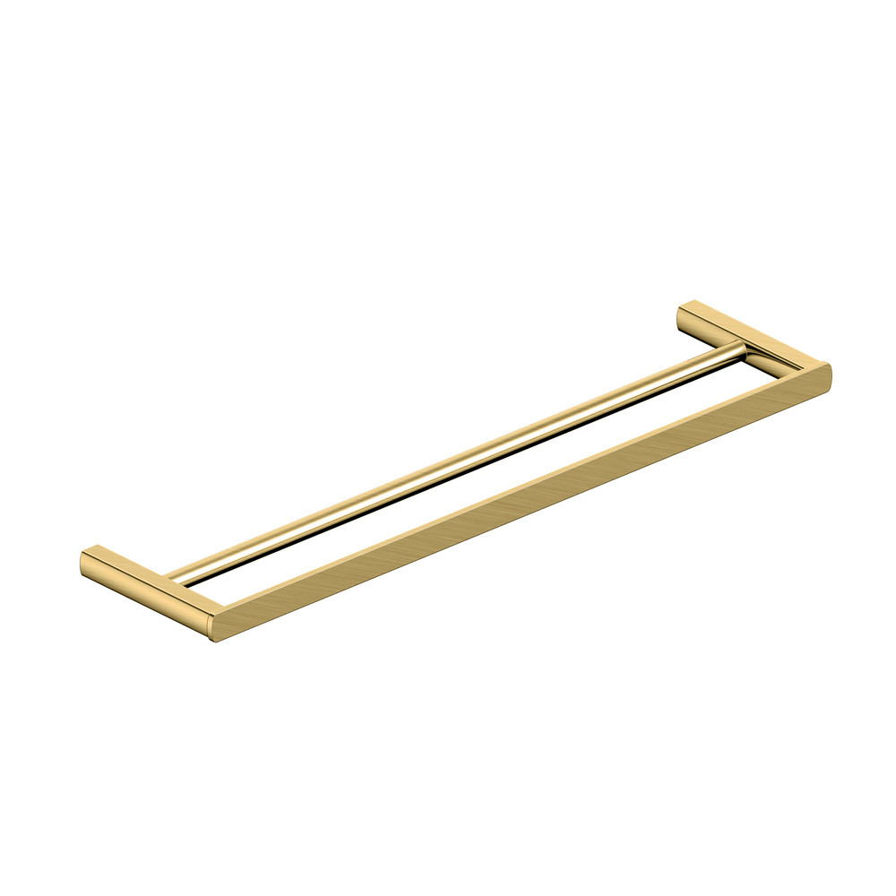 Rak-Petit Square Brushed Gold Double Towel Rail 600mm (1)