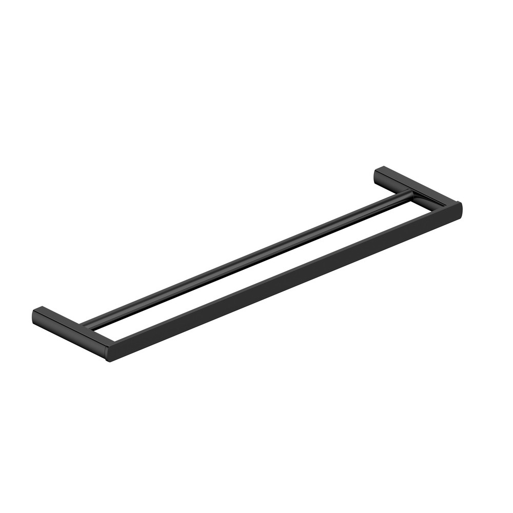 Rak-Petit Square Matt Black Double Towel Rail 450mm (1)