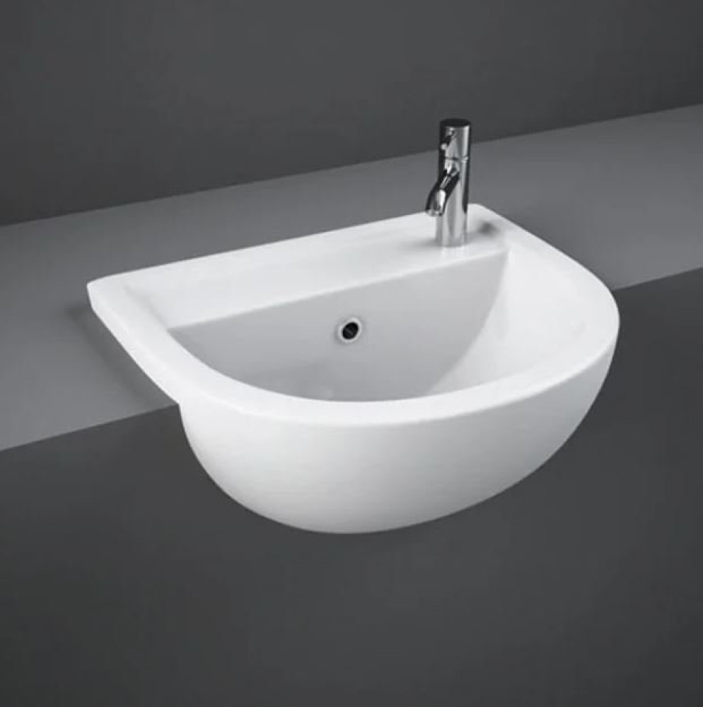 Rak Compact 400mm Semi Recessed Basin - RH One Tap Hole