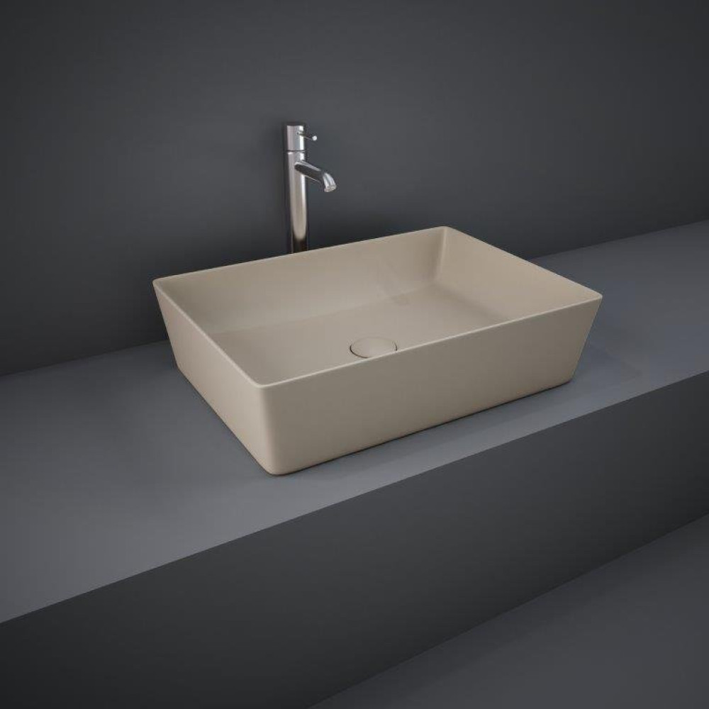 Rak Feeling 500mm Rectangle Countertop Basin in Matt Cappuccino