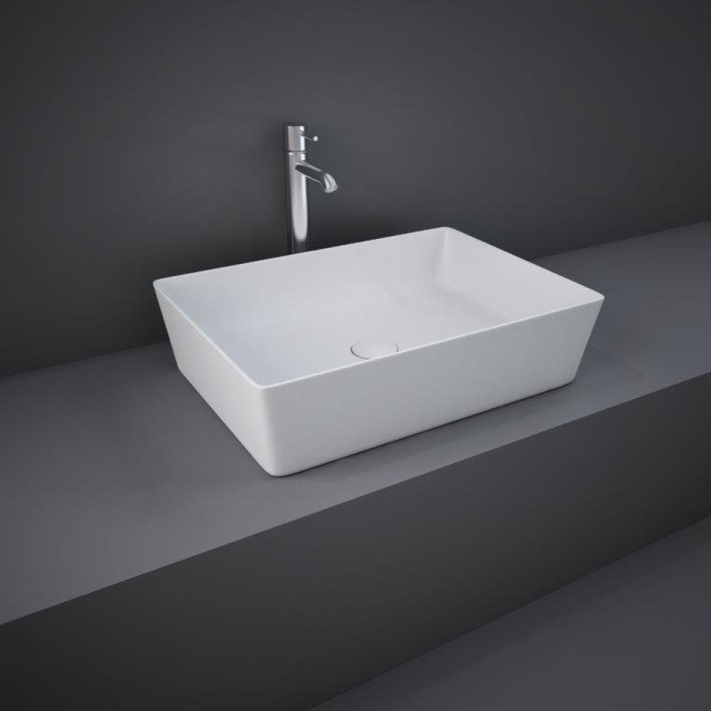 Rak Feeling 500mm Rectangle Countertop Basin in Matt White