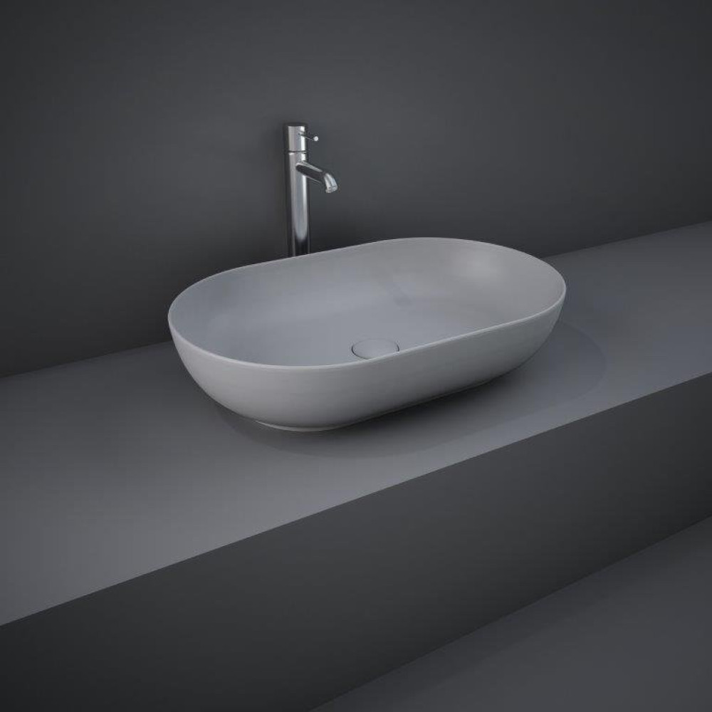 Rak Feeling 550mm Oval Countertop Basin in Matt Grey