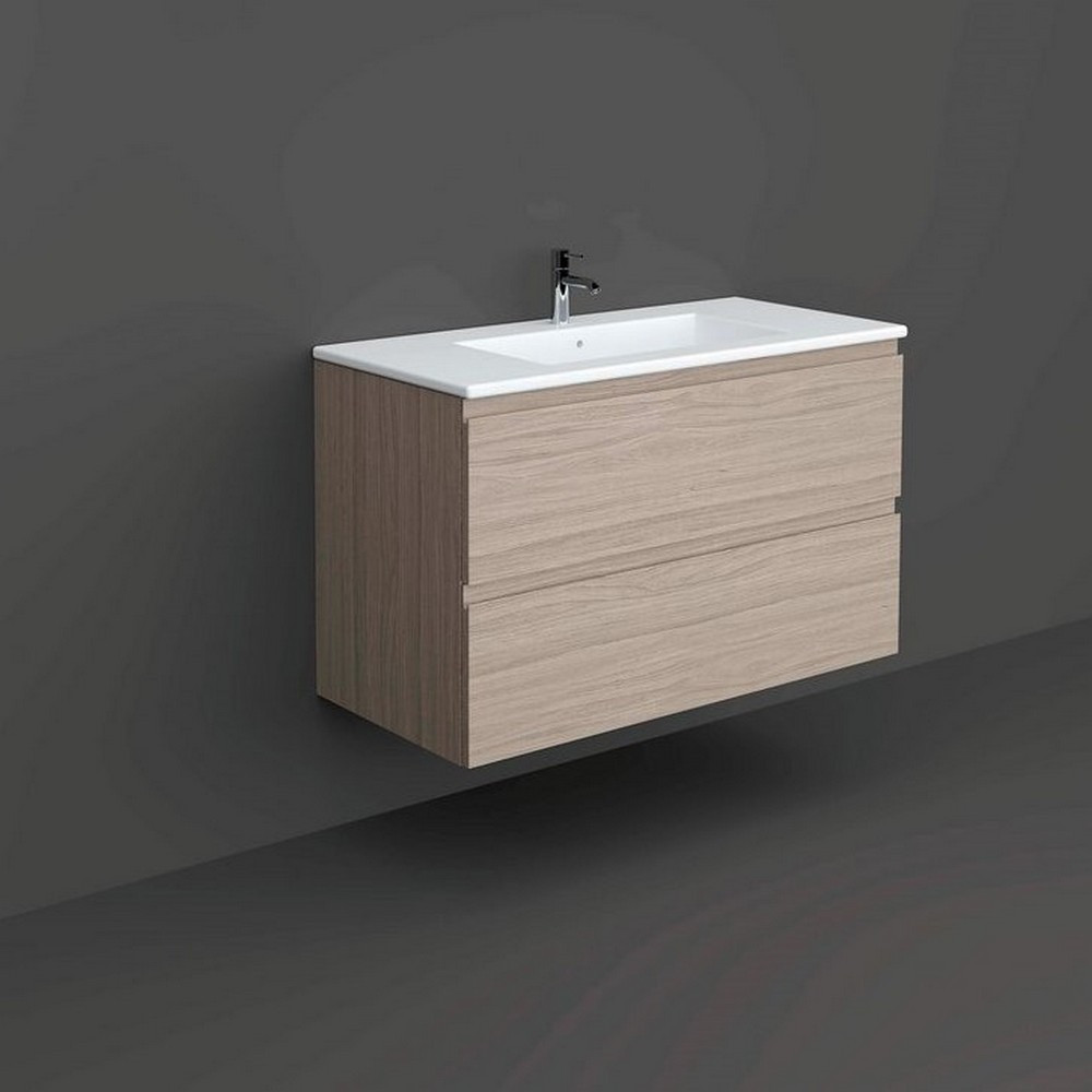 Rak Joy Wall Hung 1000mm Basin Unit in Grey Elm with Basin