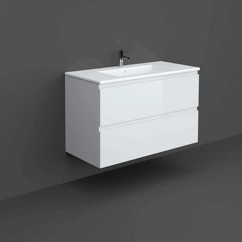 Rak Joy Wall Hung 1000mm Basin Unit in White with Basin