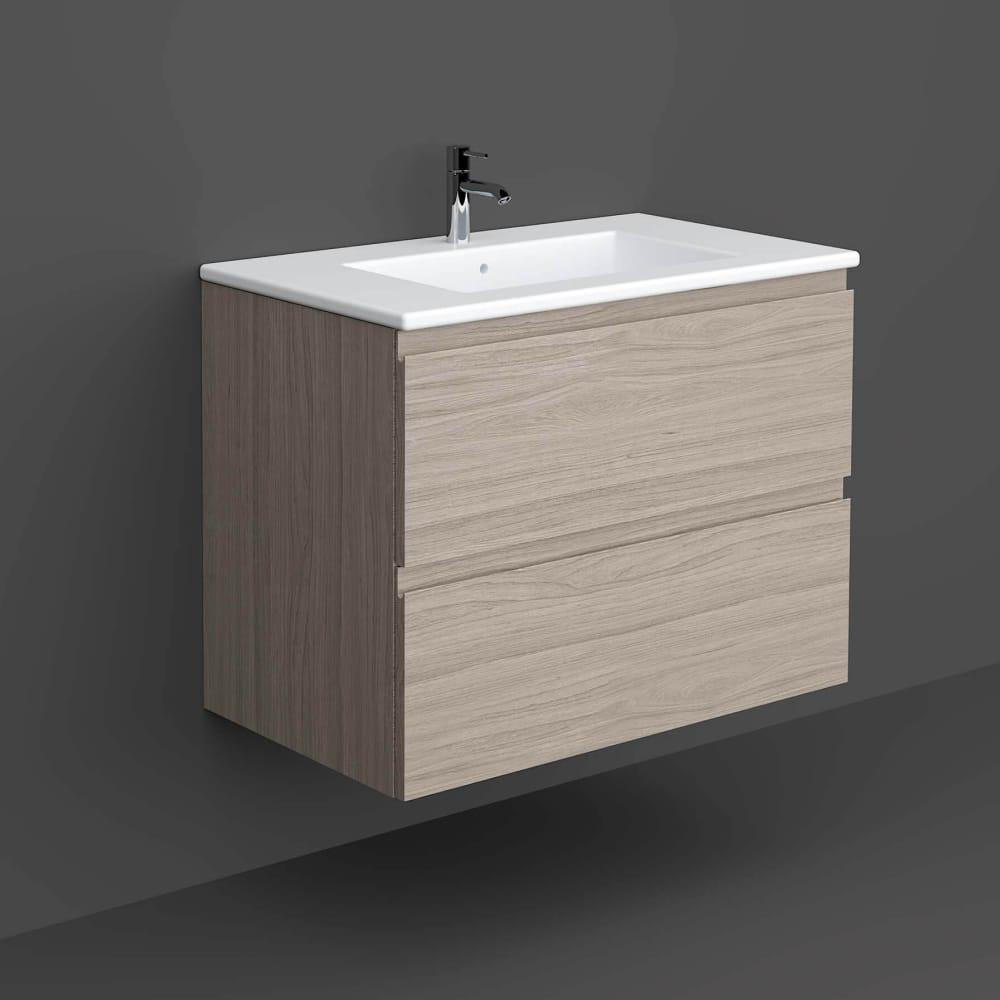 Rak Joy Wall Hung 800mm Basin Unit in Grey Elm with Basin
