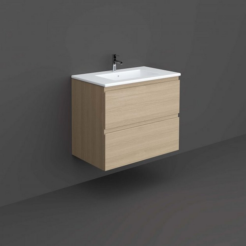 Rak Joy Wall Hung 800mm Basin Unit in Scandinavian Oak with Basin