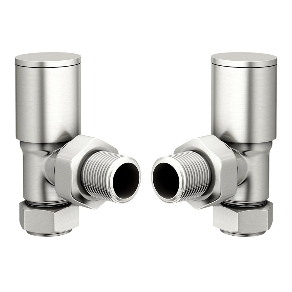 Vantara Angled Round Brushed Nickel Radiator Valve Pack