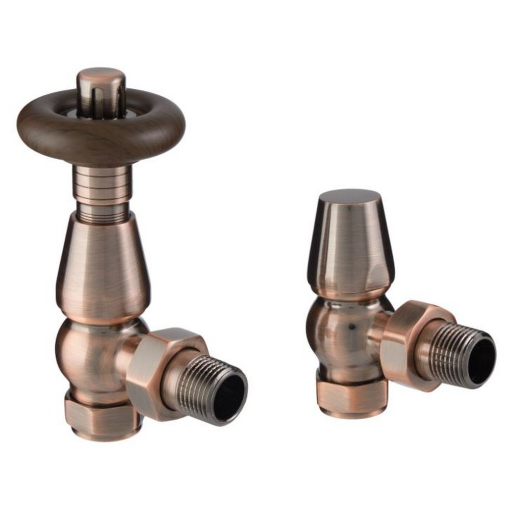 Redroom Angled Thermostatic Copper Traditional Radiator Valve Pack