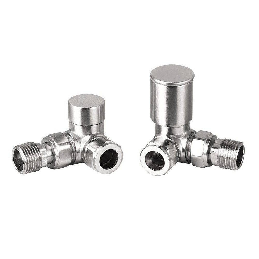 Vantara Corner Round Brushed Nickel Radiator Valve Pack