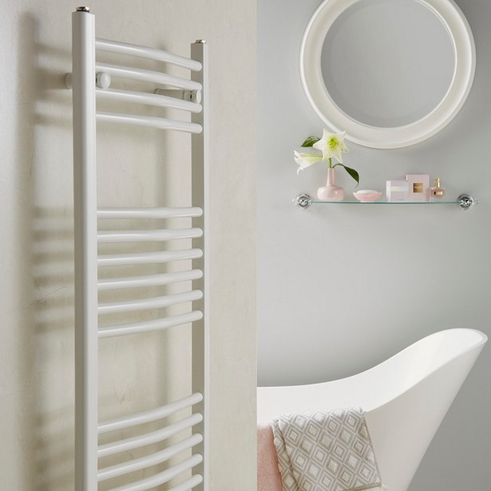 Vantara Aurelius Curved White 800 x 500mm Towel Radiator