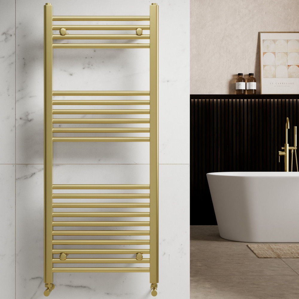 Vantara Corona Brushed Brass 800 x 500mm Heated Towel Radiator