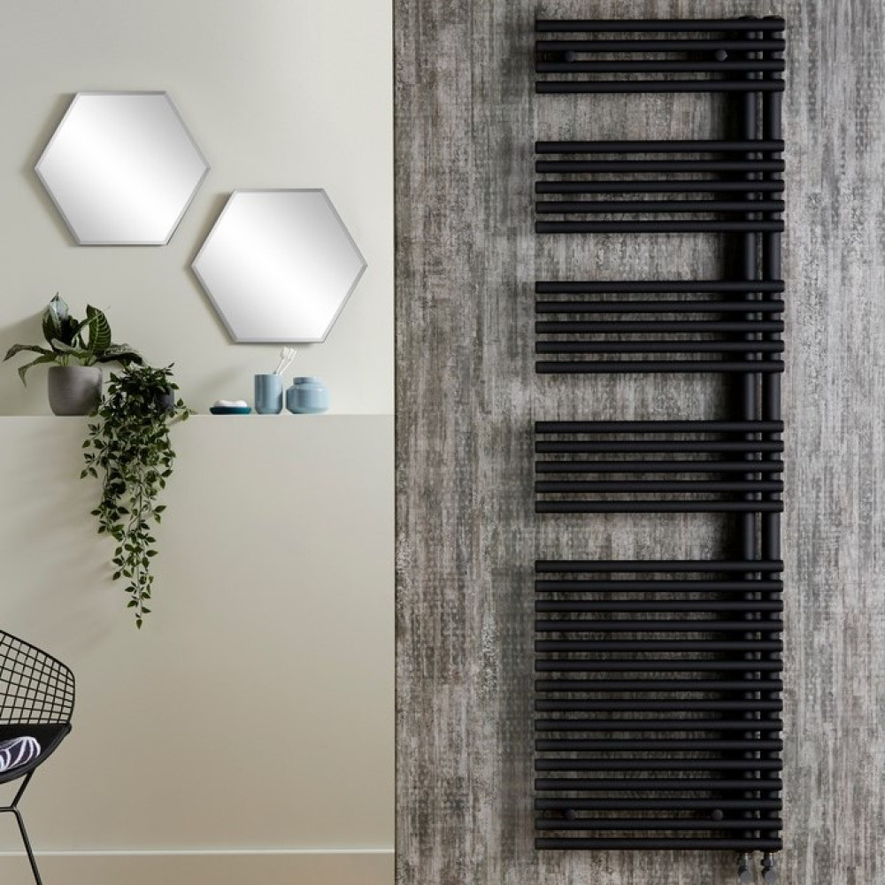 Vantara Sovereign Left Hand Matt Black 1681 x 596mm Towel Radiator