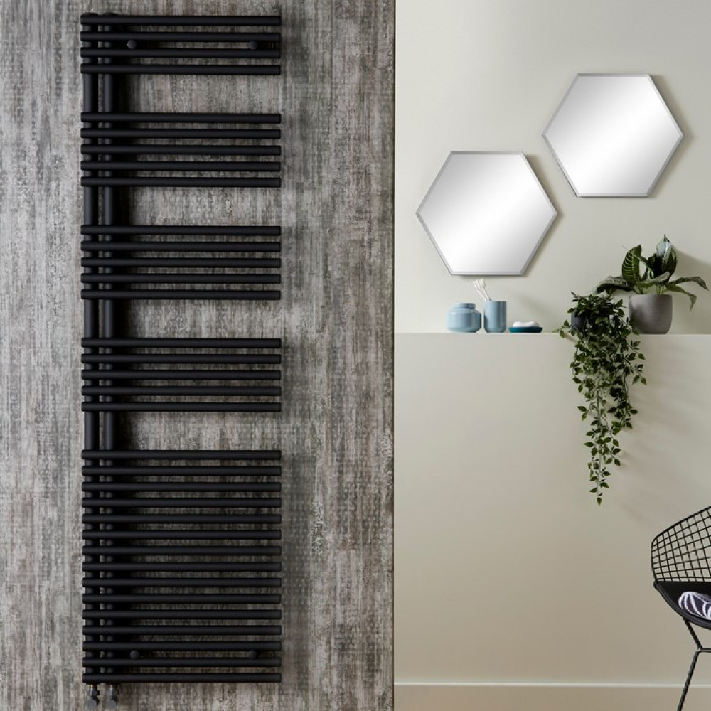 Vantara Sovereign Right Hand Matt Black 1681 x 596mm Towel Radiator