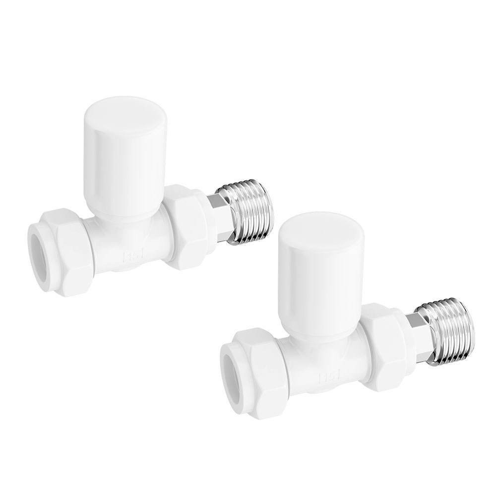 Vantara Straight Round White Radiator Valve Pack