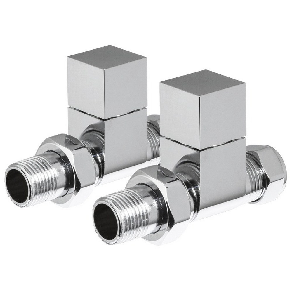 Vantara Straight Square Radiator Valve Pack Chrome