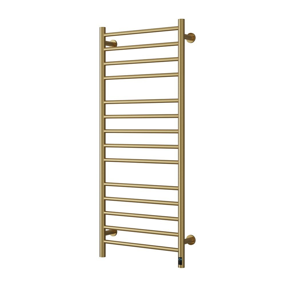 Reina Arnage Dry Electric 1200 x 500mm Brushed Brass Heated Towel Rail