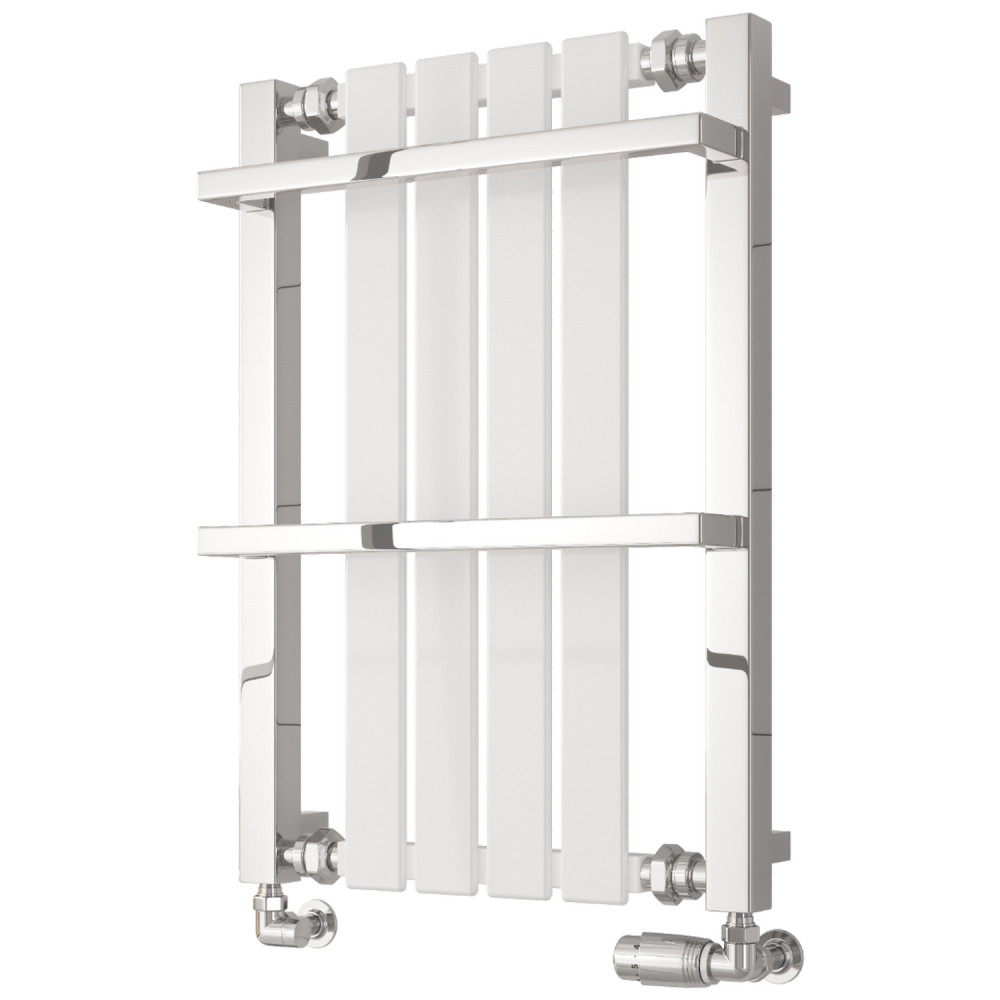 Reina Ashen 700 x 490mm Mild Steel Heated Towel Rail in White and Chrome