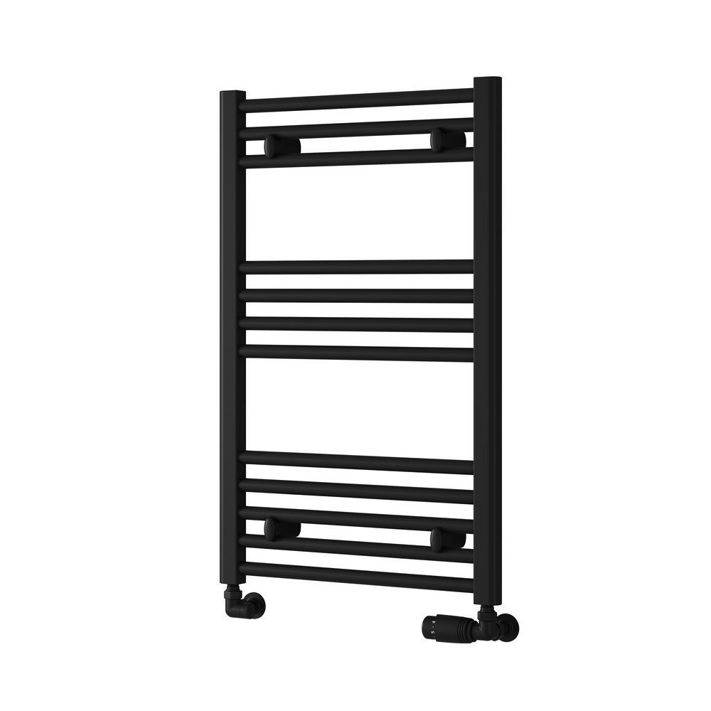 Reina Capo 800 x 400mm Black Flat Heated Towel Rail (1)