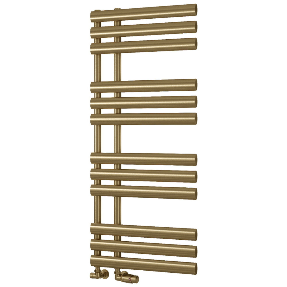 Reina Chisa 1130 x 500mm Brushed Brass Designer Heated Towel Rail
