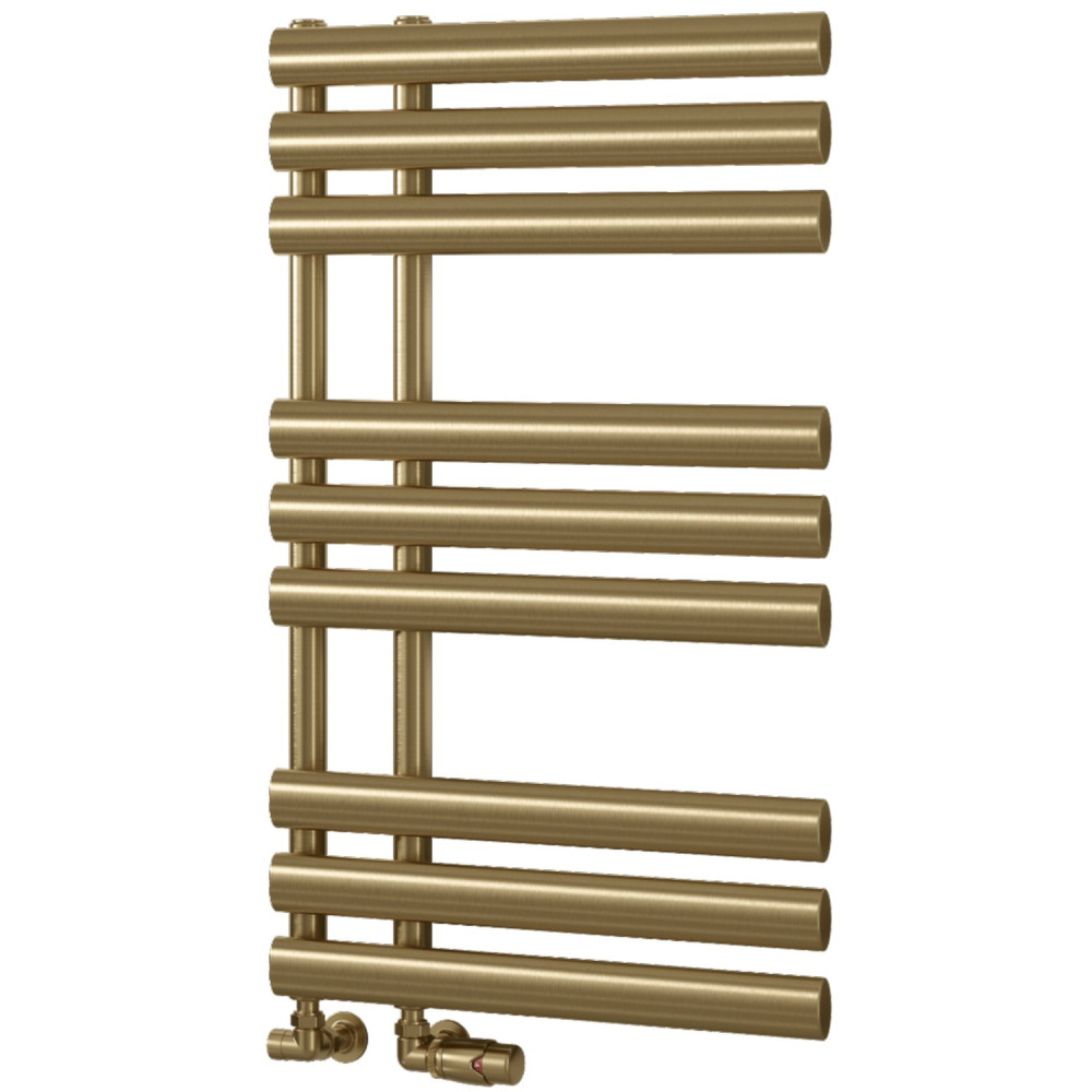 Reina Chisa 820 x 500mm Brushed Brass Designer Heated Towel Rail