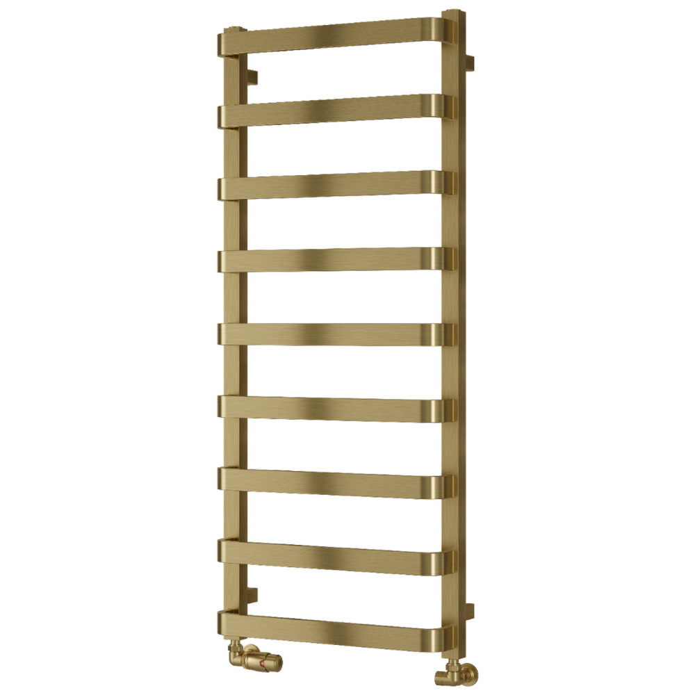 Reina Flora 1200 x 500mm Brushed Brass Designer Heated Towel Rail