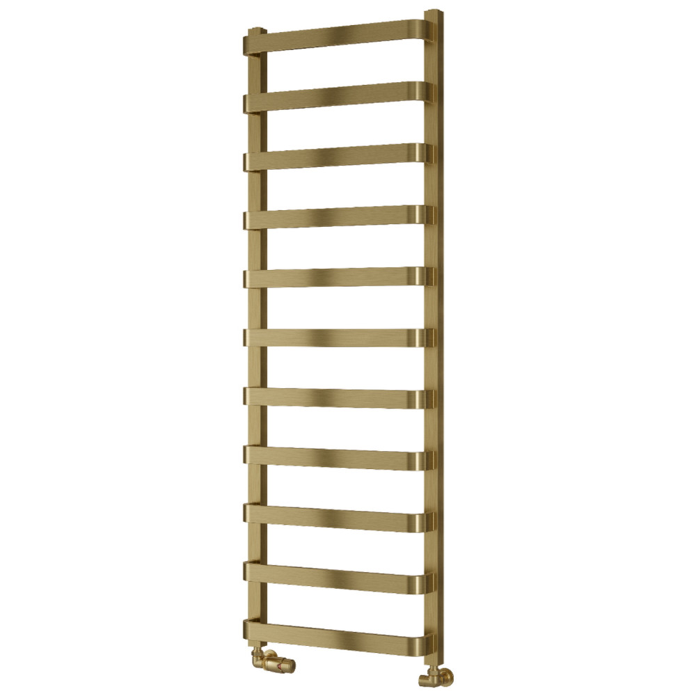 Reina Flora 1500 x 500mm Brushed Brass Designer Heated Towel Rail