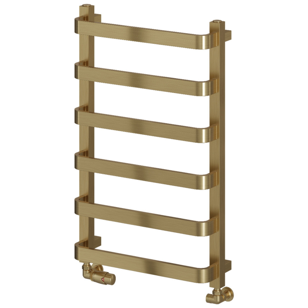 Reina Flora 800 x 500mm Brushed Brass Designer Heated Towel Rail