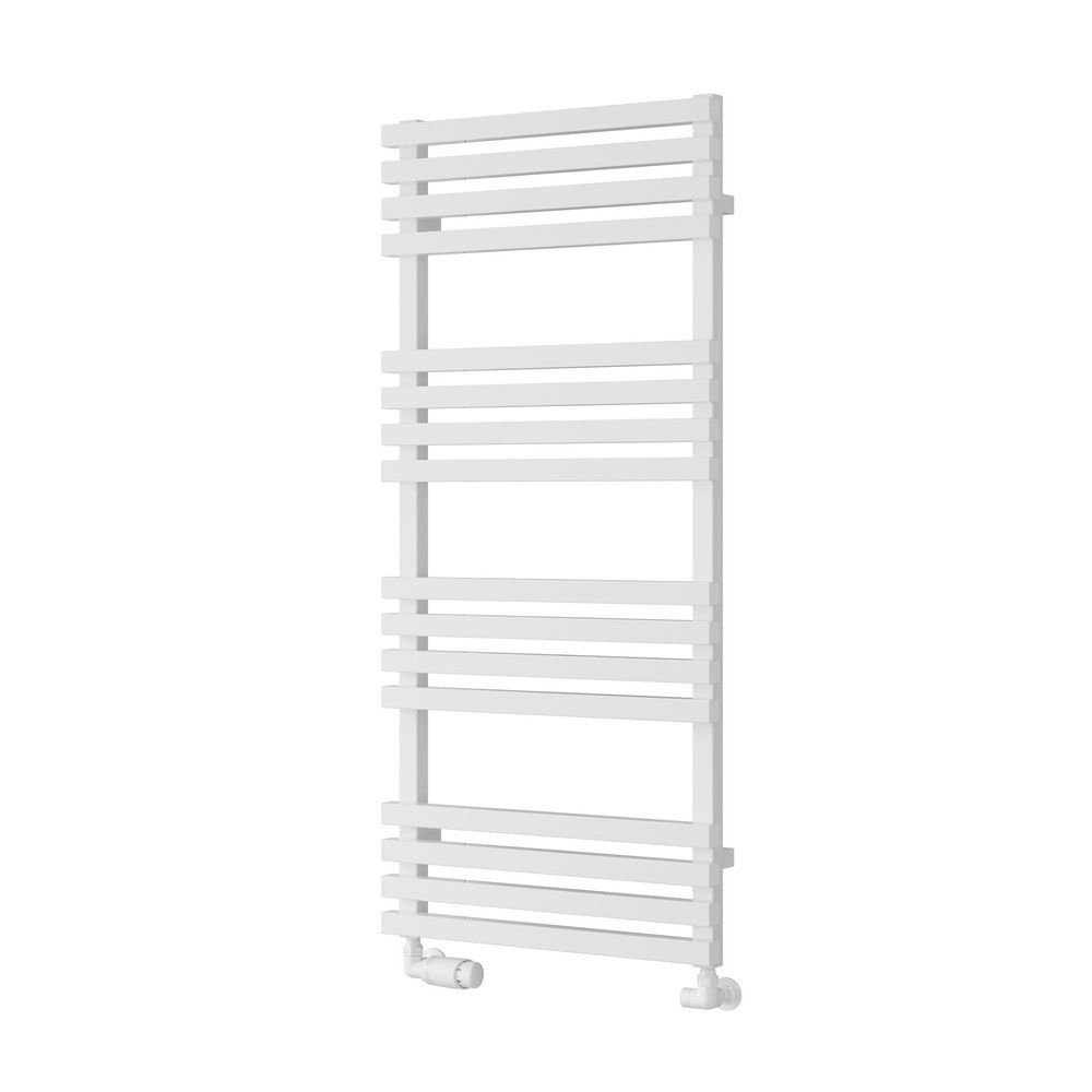 Reina Kale Mild Steel 1126 x 500mm Heated Towel Rail in White