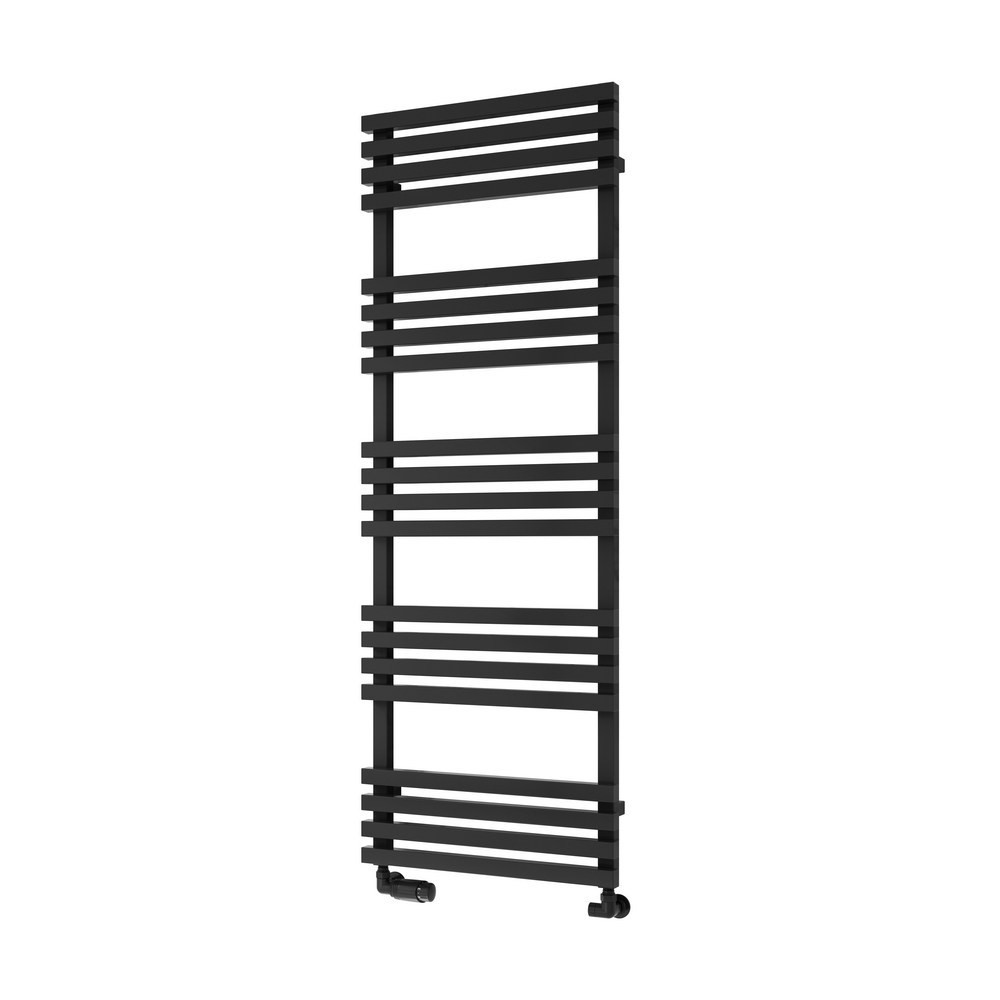 Reina Kale Mild Steel 1436 x 500mm Heated Towel Rail in Black (1)