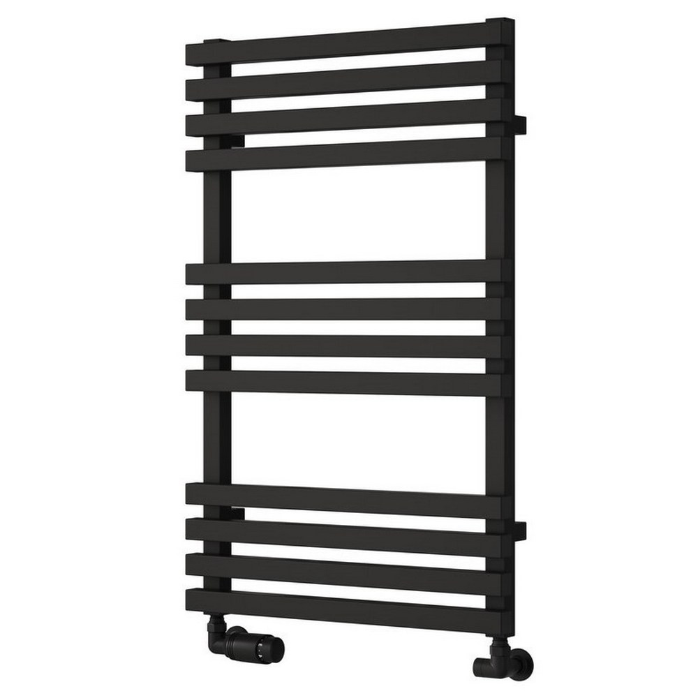 Reina Kale Mild Steel 816 x 500mm Heated Towel Rail in Black (1)