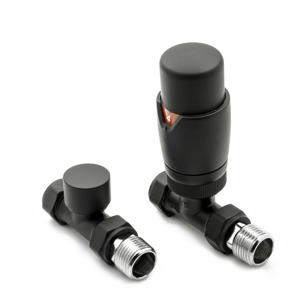Reina MODAL TRV Straight Black Radiator Valve