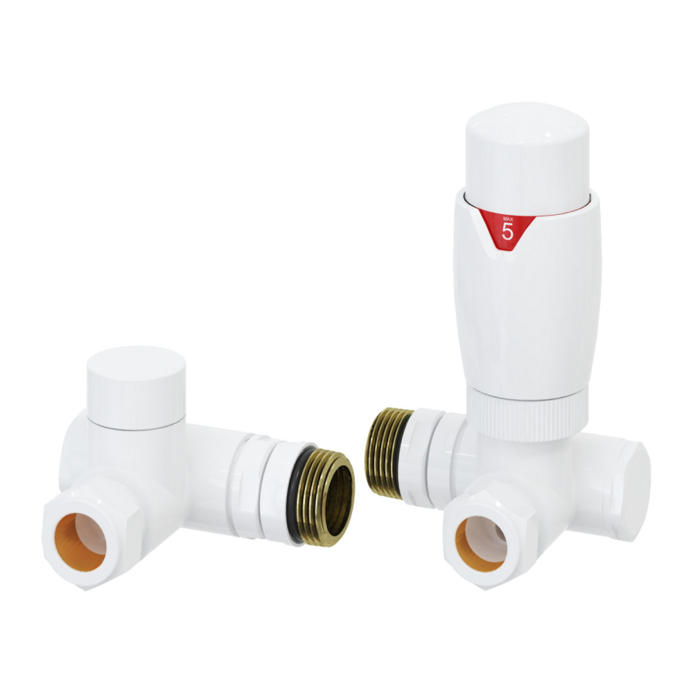 Reina MODAL TRV White Dual Fuel Corner Radiator Valves