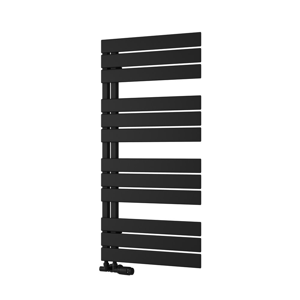 Reina Pettino 1124 x 550mm Mild Steel Black Heated Towel Rail (1)