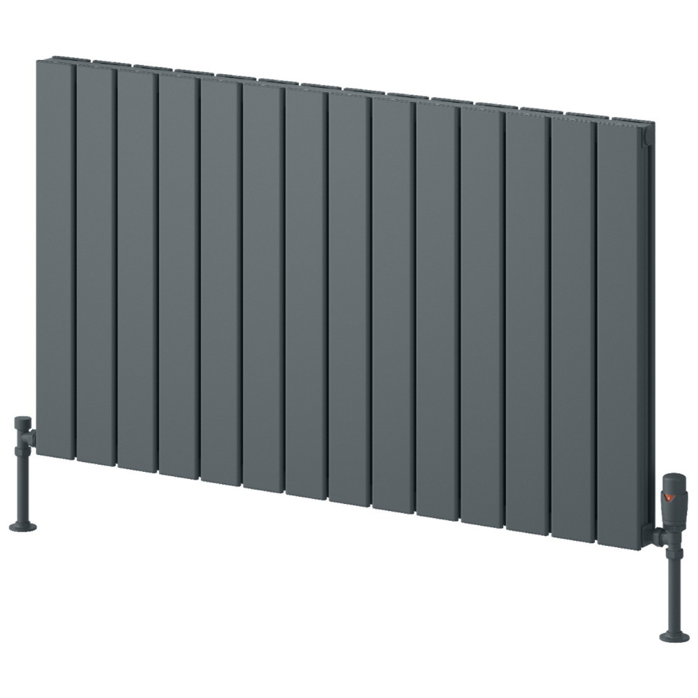 Reina Piatto 600 x 1045mm Anthracite Horizontal Aluminium Double Radiator