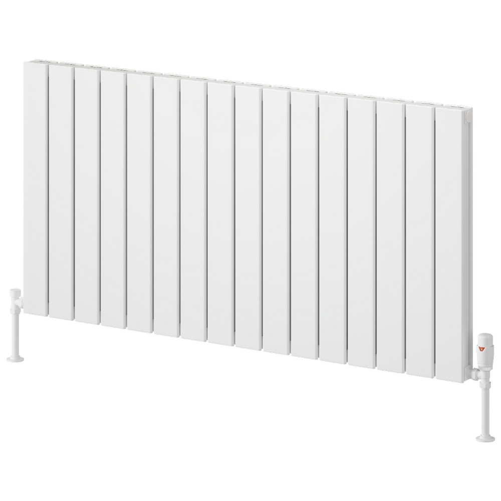Reina Piatto 600 x 1195mm White Horizontal Aluminium Double Radiator